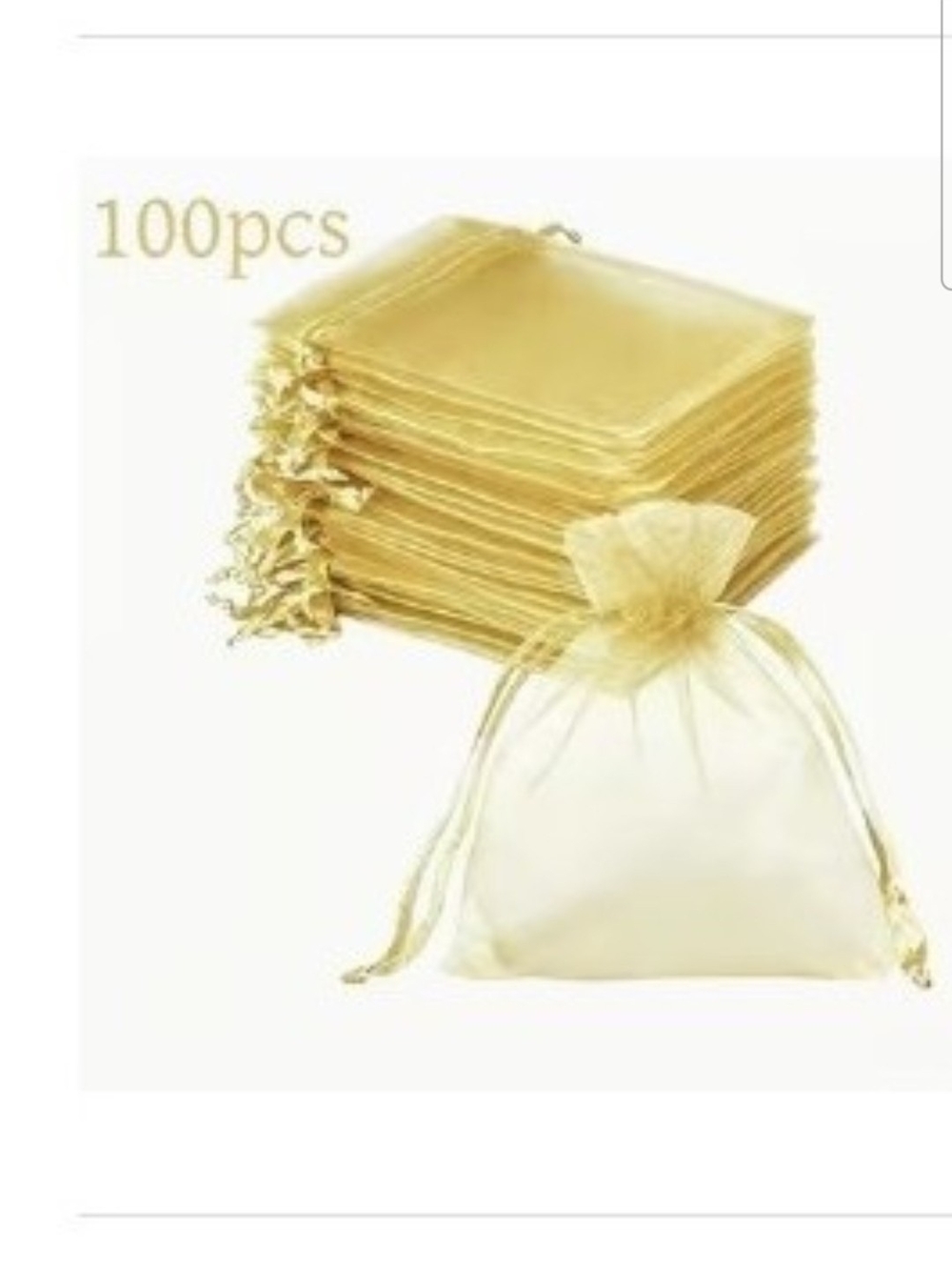 Gold Organza Drawstring Favor Bags - Pack of 100 2.5x3.5